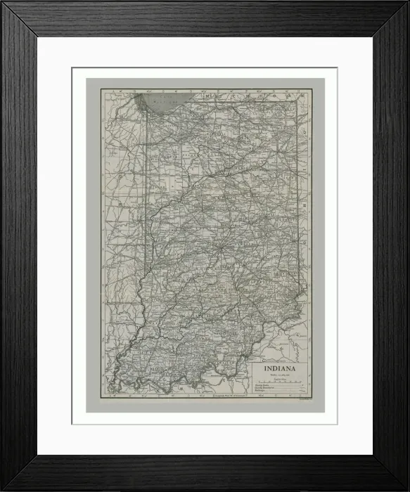 Framed Print : Map of Indiana, USA, c1900s Artist: Emery Walker Ltd Framed Print : Map of Indiana, USA, c1900s Artist: Emery Walker Ltd