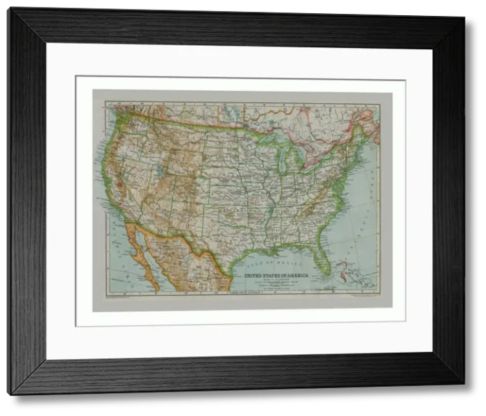 Framed Print : Map of The United States of America, c1910. Artist: Gull Engraving Company Framed Print : Map of The United States of America, c1910. Artist: Gull Engraving Company