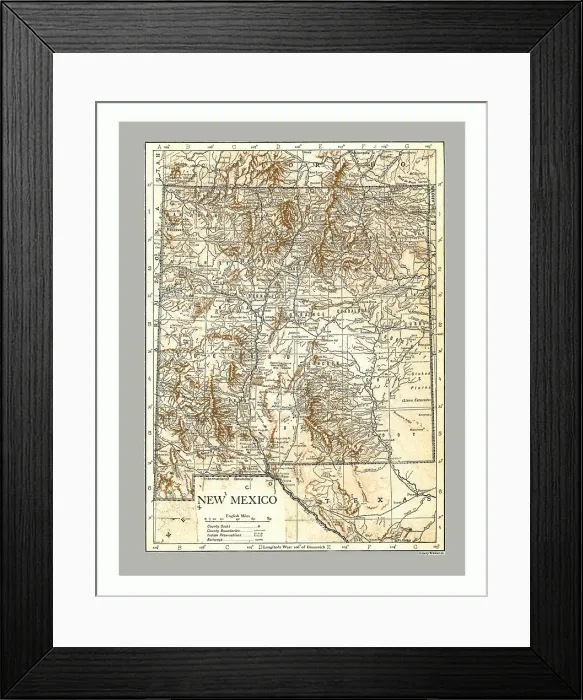 Framed Print : Map of New Mexico, c1900s. Artist: Emery Walker Ltd Framed Print : Map of New Mexico, c1900s. Artist: Emery Walker Ltd