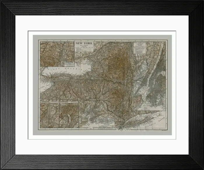Framed Print : Map of New York, c1900s. Artist: Emery Walker Ltd Framed Print : Map of New York, c1900s. Artist: Emery Walker Ltd