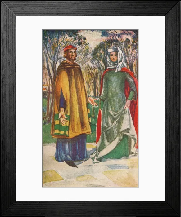 Framed Print : A Man and Woman of The Time of Edward I, 1907. Artist: Dion Clayton Calthrop Framed Print : A Man and Woman of The Time of Edward I, 1907. Artist: Dion Clayton Calthrop
