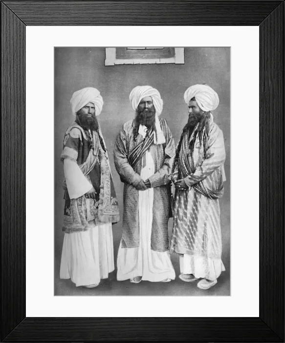 Framed Print : Three Balochi chiefs, 1902. Artist: F Bremner Framed Print : Three Balochi chiefs, 1902. Artist: F Bremner