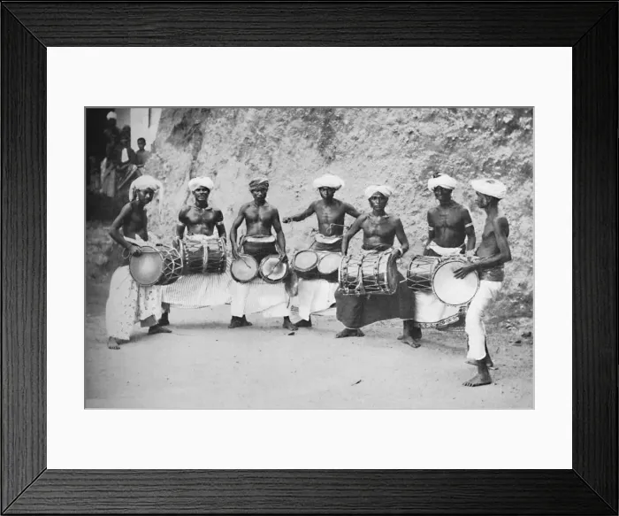 Framed Print : Devil-dancers of Guida with their drums, 1902. Artist: Watts & Skeen Framed Print : Devil-dancers of Guida with their drums, 1902. Artist: Watts & Skeen