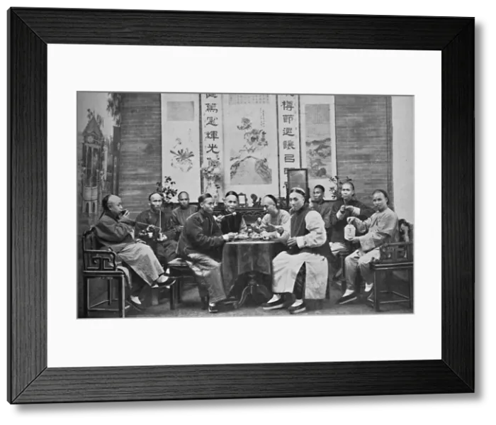 Framed Print : A party of Chinese taking tea, 1902. Artist: Mr Afong Framed Print : A party of Chinese taking tea, 1902. Artist: Mr Afong