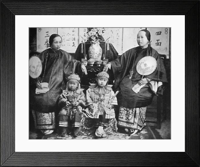 Framed Print : A family group of a prosperous Chinese merchant, 1902. Artist: CC Pierce & Co Framed Print : A family group of a prosperous Chinese merchant, 1902. Artist: CC Pierce & Co