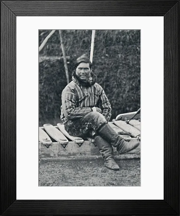 Framed Print : An Eskimo resting on his sledge, 1912. Artist: Pierre Petit Framed Print : An Eskimo resting on his sledge, 1912. Artist: Pierre Petit
