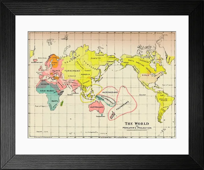 Framed Print : Map of the World on Mercators Projection, 1902 Framed Print : Map of the World on Mercators Projection, 1902