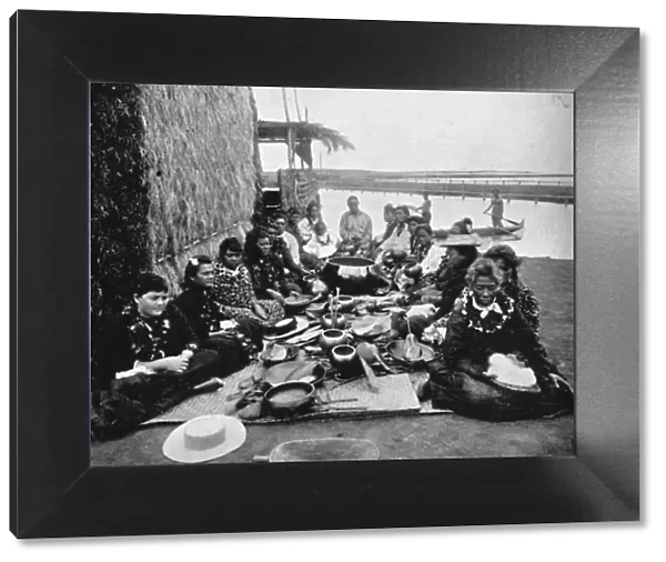 A native feast in Hawaii, showing the characteristic vessels, 1902. Artist: William H Rau