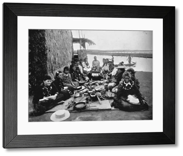 Framed Print : A native feast in Hawaii, showing the characteristic vessels, 1902. Artist: William H Rau Framed Print : A native feast in Hawaii, showing the characteristic vessels, 1902. Artist: William H Rau