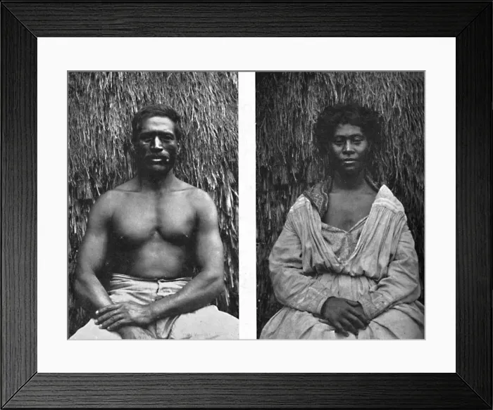 Framed Print : Male and female Hawaiians in full face, 1902 Framed Print : Male and female Hawaiians in full face, 1902