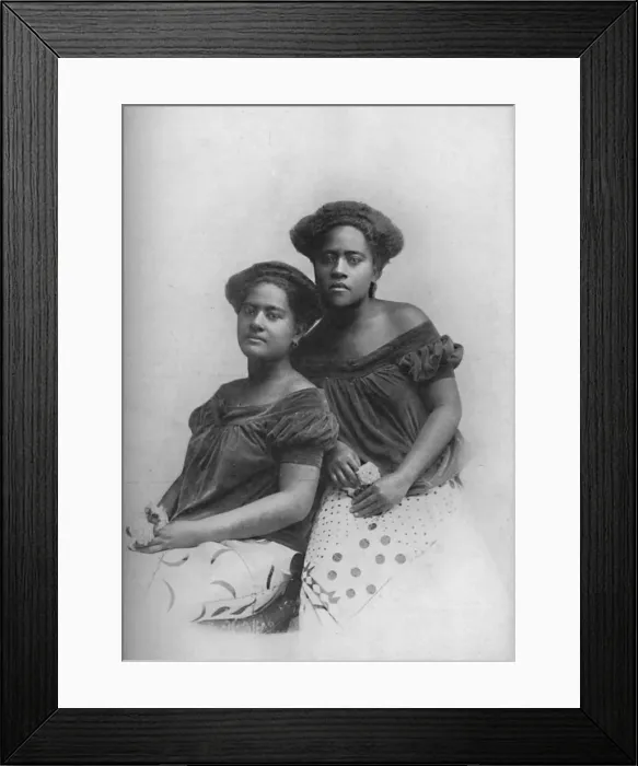 Framed Print : Two Fijian princesses with the hair dressed in European style, 1902 Framed Print : Two Fijian princesses with the hair dressed in European style, 1902
