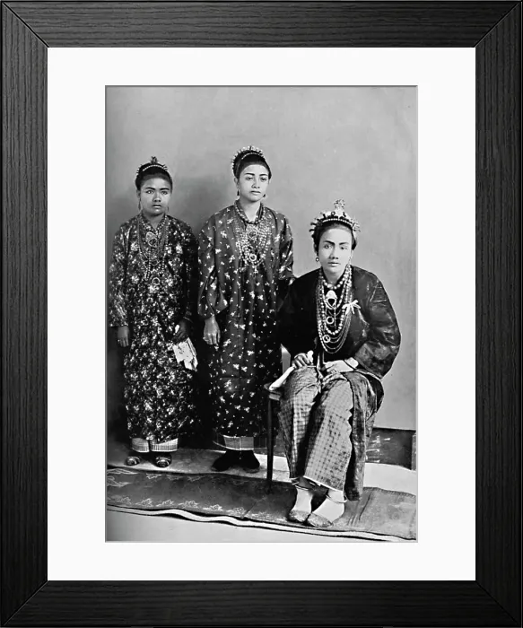Framed Print : Three ladies of the royal family of Perak, Malay Peninsula, 1902. Artist: L Wray Framed Print : Three ladies of the royal family of Perak, Malay Peninsula, 1902. Artist: L Wray