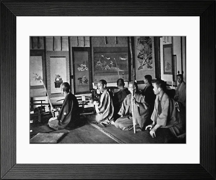Framed Print : Middle class Japanese swords at an exhibition, 1902. Artist: Prince Alexander Gagarine Framed Print : Middle class Japanese swords at an exhibition, 1902. Artist: Prince Alexander Gagarine