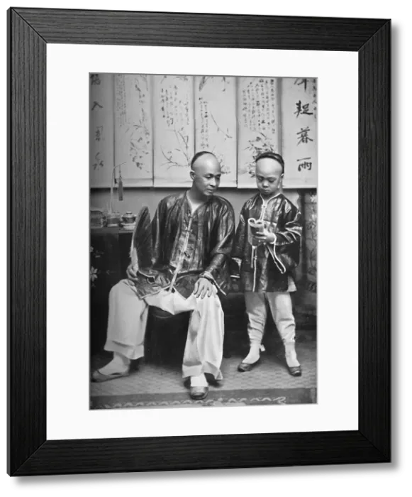 Framed Print : A Chinese schoolmaster and pupil, 1902. Artist: CC Pierce & Co Framed Print : A Chinese schoolmaster and pupil, 1902. Artist: CC Pierce & Co