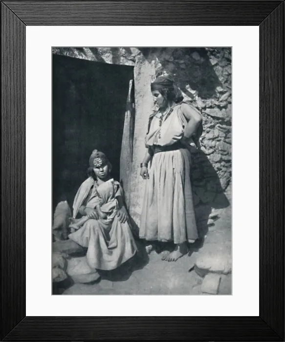 Framed Print : Kabyle women at the door of their dwelling near the Mediterranean coast, Algeria, 1912 Artist: Kuhn Framed Print : Kabyle women at the door of their dwelling near the Mediterranean coast, Algeria, 1912 Artist: Kuhn