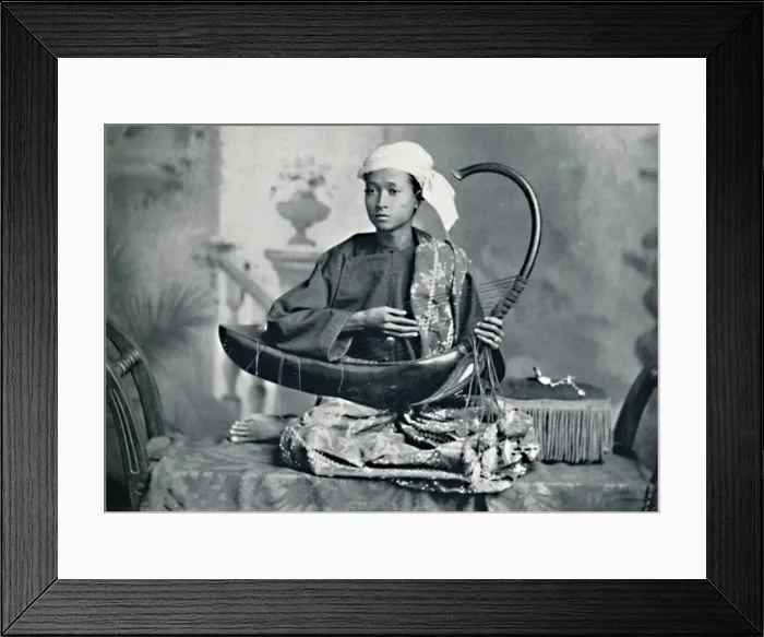 Framed Print : Burmese harp player, 1902 Framed Print : Burmese harp player, 1902