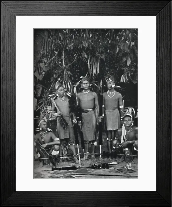 Framed Print : Angami Nagas in full dress, 1902. Artist: Bourne & Shepherd Framed Print : Angami Nagas in full dress, 1902. Artist: Bourne & Shepherd