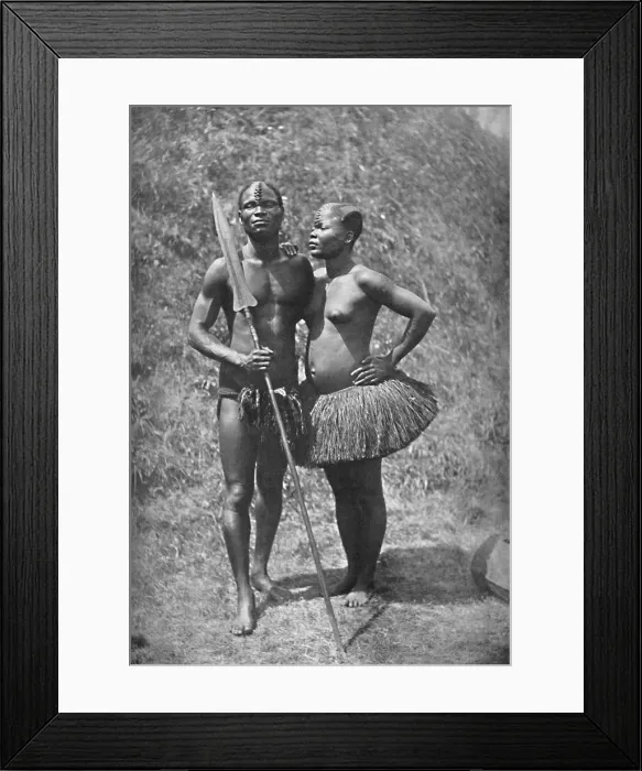 Framed Print : A Mulolo (Congo) warrior and his wife from the central Congo regions, 1902 Framed Print : A Mulolo (Congo) warrior and his wife from the central Congo regions, 1902