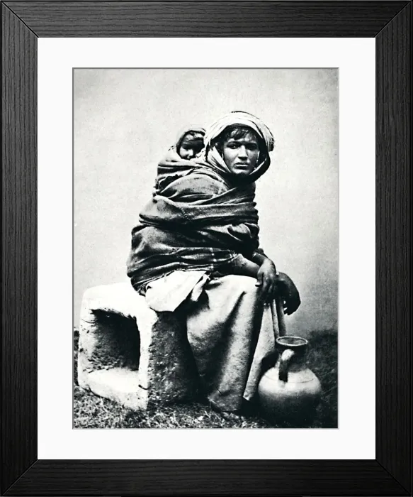 Framed Print : Tunisian (Berber) woman and child, 1912. Artist: J Garrigues Framed Print : Tunisian (Berber) woman and child, 1912. Artist: J Garrigues