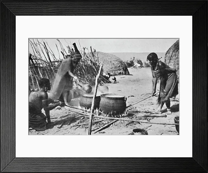 Framed Print : Zulu wives brewing utshwala (beer), Natal, 1912 Framed Print : Zulu wives brewing utshwala (beer), Natal, 1912