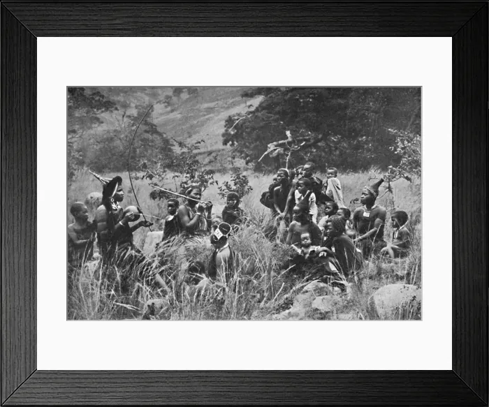 Framed Print : A Zulu musician and audience, 1912 Framed Print : A Zulu musician and audience, 1912