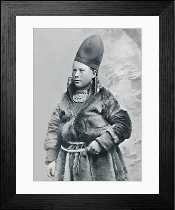 Framed Print : A young Laplander in winter costume, 1912. Artist: Oscar Olsson Framed Print : A young Laplander in winter costume, 1912. Artist: Oscar Olsson