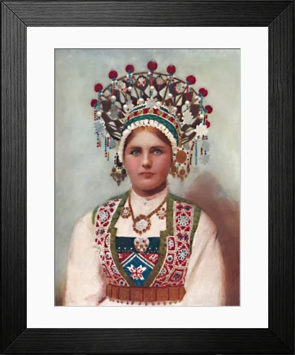 Framed Print : A Norwegian girl in bridal dress, 1912 Framed Print : A Norwegian girl in bridal dress, 1912