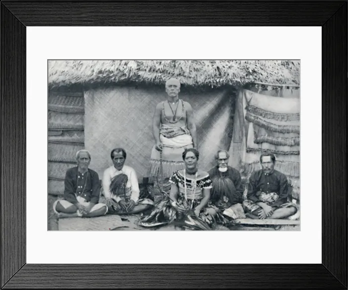 Framed Print : A group of Samoans, including the well-known rebel Mata afa Iosefo (the standing figure), 1902. Artist: Thomas Andrew Framed Print : A group of Samoans, including the well-known rebel Mata afa Iosefo (the standing figure), 1902. Artist: Thomas Andrew