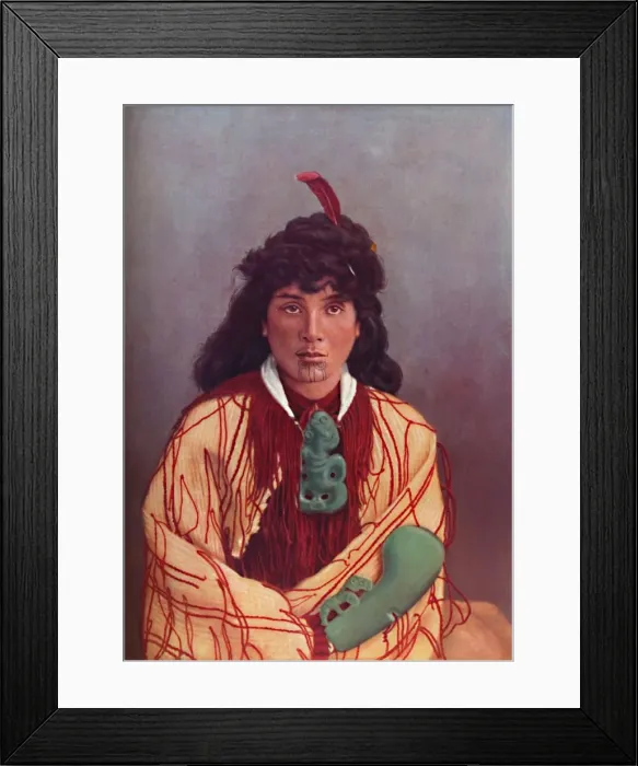 Framed Print : A Maori lady in full dress, 1902. Artist: Josiah Martin Framed Print : A Maori lady in full dress, 1902. Artist: Josiah Martin