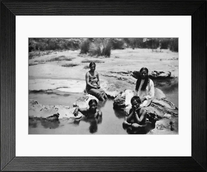 Framed Print : Maoris bathing in a hot pool, 1902. Artist: Muir & Moodie