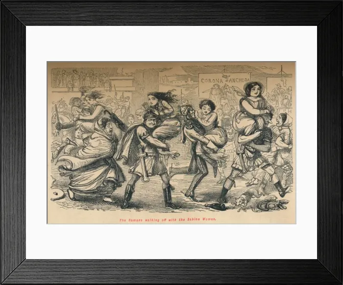 Framed Print : The Romans walking off with the Sabine women, 1852. Artist: John Leech Framed Print : The Romans walking off with the Sabine women, 1852. Artist: John Leech