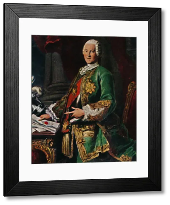 Framed Print : Graf von Bruhl 1700-1763. - Stich nach dem Gemalde von Silvestre, 1934 Framed Print : Graf von Bruhl 1700-1763. - Stich nach dem Gemalde von Silvestre, 1934