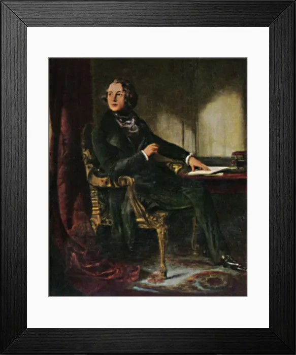 Framed Print : Charles Dickens 1812-1870. - Gemalde von Maclise, 1934 Framed Print : Charles Dickens 1812-1870. - Gemalde von Maclise, 1934