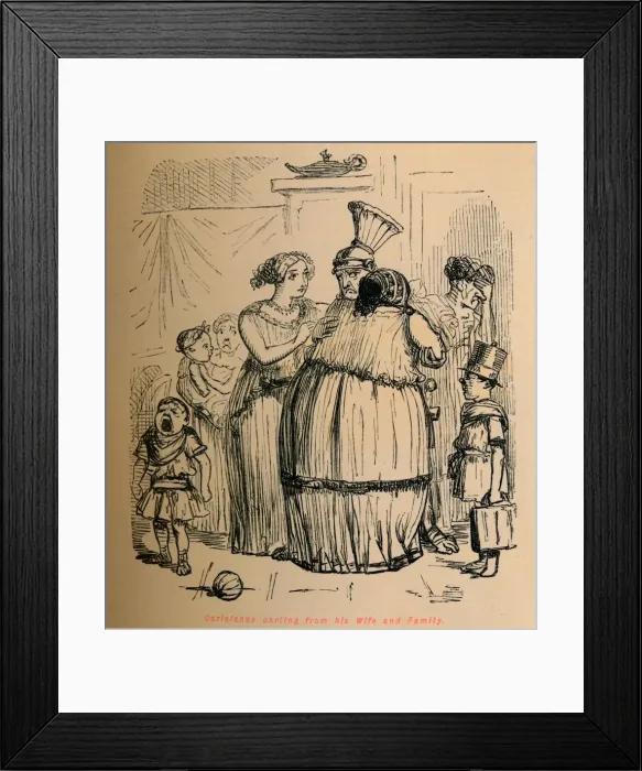 Framed Print : Coriolanus parting from his Wife and Family, 1852. Artist: John Leech Framed Print : Coriolanus parting from his Wife and Family, 1852. Artist: John Leech