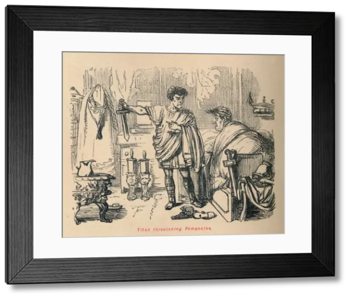 Framed Print : Titus threatening Pomponius, 1852. Artist: John Leech Framed Print : Titus threatening Pomponius, 1852. Artist: John Leech
