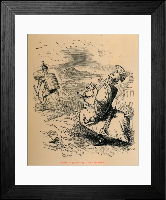 Framed Print : Metius aggravating Titus Manlius, 1852. Artist: John Leech Framed Print : Metius aggravating Titus Manlius, 1852. Artist: John Leech