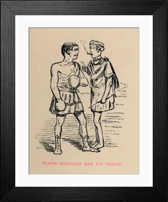 Framed Print : Roman Gladiator and his Patron, 1852. Artist: John Leech Framed Print : Roman Gladiator and his Patron, 1852. Artist: John Leech
