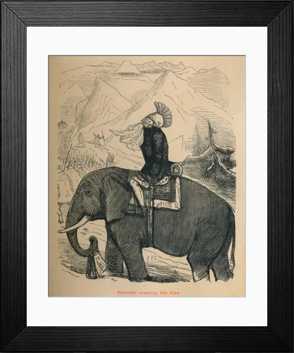 Framed Print : Hannibal crossing the Alps, 1852. Artist: John Leech Framed Print : Hannibal crossing the Alps, 1852. Artist: John Leech