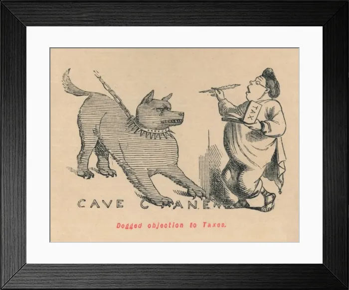 Framed Print : Dogged Objection to Taxes, 1852. Artist: John Leech Framed Print : Dogged Objection to Taxes, 1852. Artist: John Leech