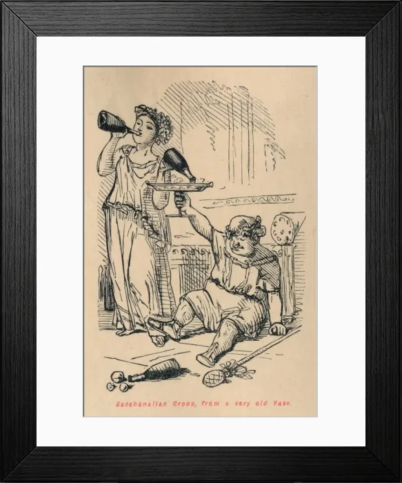 Framed Print : Bacchanalian Group, from a very old Vase, 1852. Artist: John Leech