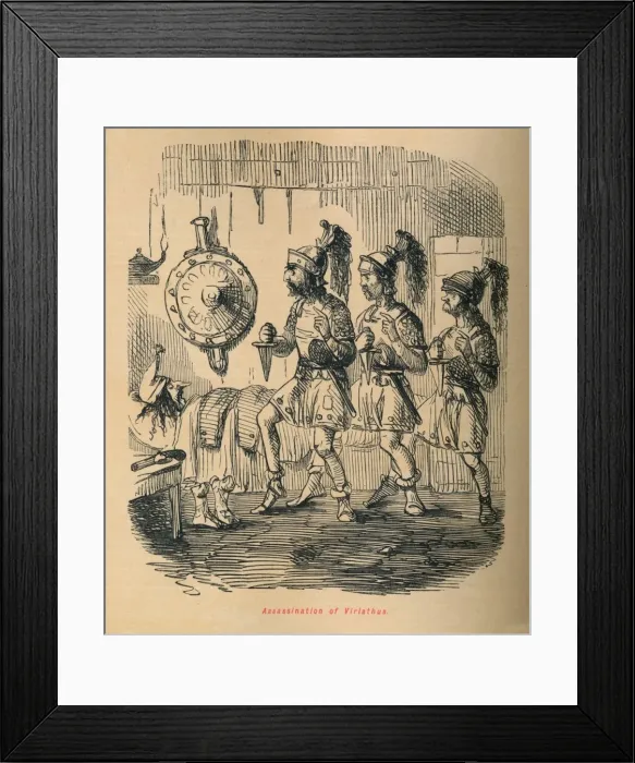 Framed Print : Assassination of Viriathus, 1852. Artist: John Leech Framed Print : Assassination of Viriathus, 1852. Artist: John Leech