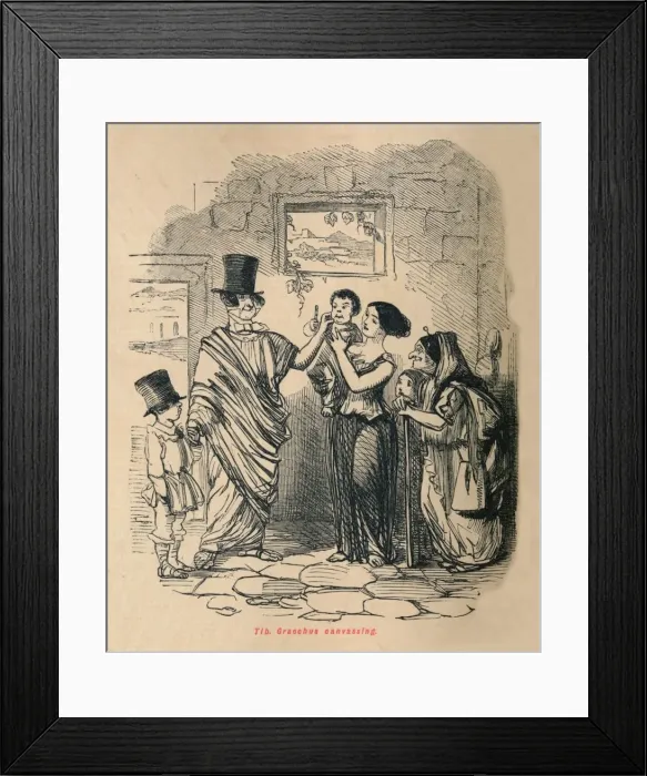 Framed Print : Tib Gracchus canvassing, 1852. Artist: John Leech Framed Print : Tib Gracchus canvassing, 1852. Artist: John Leech