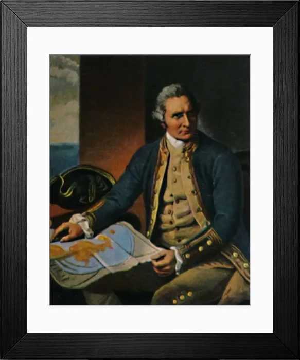 Framed Print : James Cook 1728-1779. - Stich nach dem Gemalde von Dance, 1934 Framed Print : James Cook 1728-1779. - Stich nach dem Gemalde von Dance, 1934