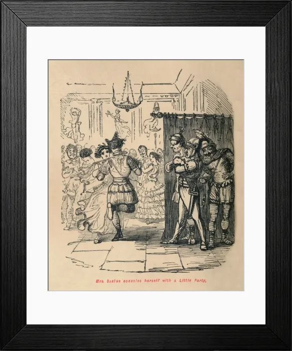 Framed Print : Mrs Sextus consoles herself with a Little Party, 1852. Artist: John Leech Framed Print : Mrs Sextus consoles herself with a Little Party, 1852. Artist: John Leech