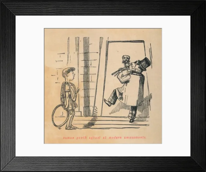 Framed Print : Roman youth aghast at modern amusements, 1852. Artist: John Leech Framed Print : Roman youth aghast at modern amusements, 1852. Artist: John Leech