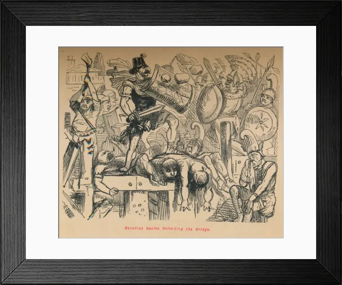 Framed Print : Horatius Cocles Defending the Bridge, 1852. Artist: John Leech Framed Print : Horatius Cocles Defending the Bridge, 1852. Artist: John Leech