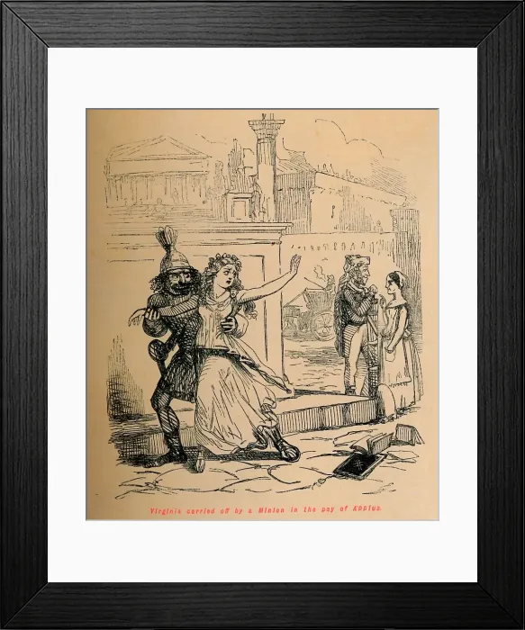 Framed Print : Virginia carried off by a Minion in the pay of Appius, 1852. Artist: John Leech Framed Print : Virginia carried off by a Minion in the pay of Appius, 1852. Artist: John Leech