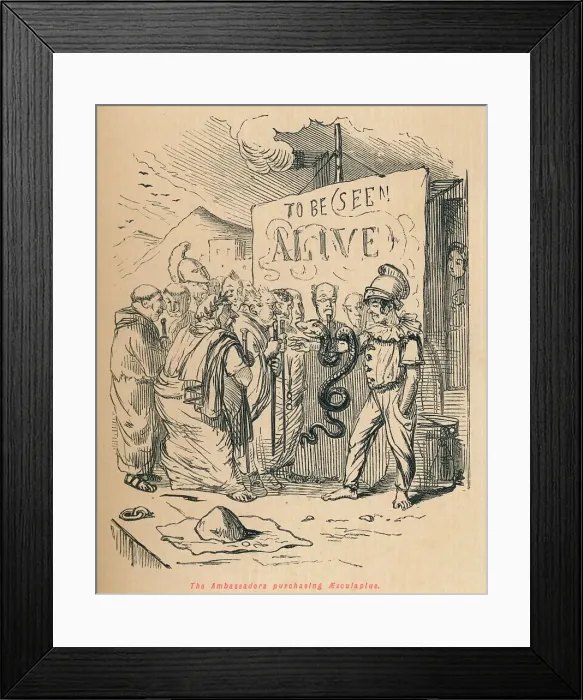 Framed Print : The Ambassadors purchasing Aesculaplus, 1852. Artist: John Leech Framed Print : The Ambassadors purchasing Aesculaplus, 1852. Artist: John Leech