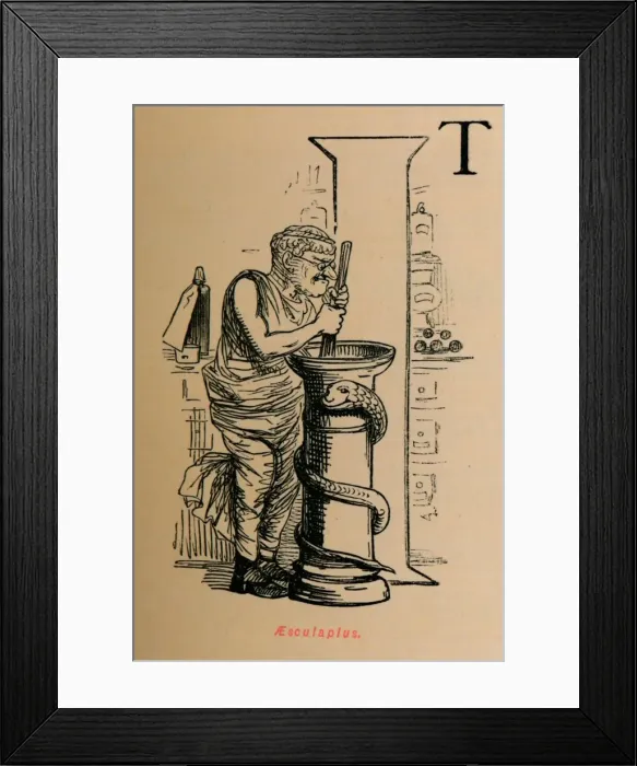 Framed Print : Aesculapius, 1852. Artist: John Leech Framed Print : Aesculapius, 1852. Artist: John Leech