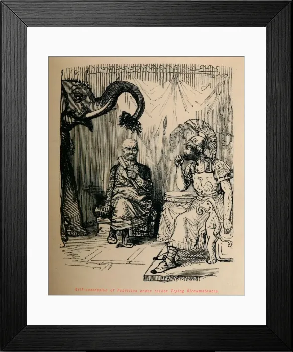 Framed Print : Self-posession of Fabricius under rather Trying Circumstances, 1852. Artist: John Leech Framed Print : Self-posession of Fabricius under rather Trying Circumstances, 1852. Artist: John Leech